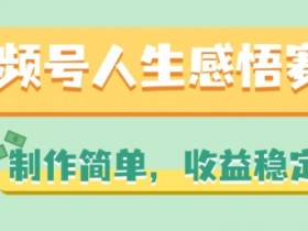 视频号人生感悟赛道，制作简单，收益稳定【揭秘】