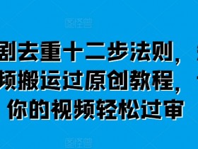 短剧去重十二步法则，短视频搬运过原创教程，让你的视频轻松过审