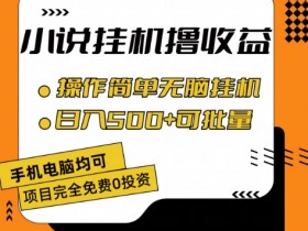小说全自动自动运行撸收益，操作简单，日入500+可批量放大 【揭秘】