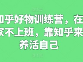 知乎好物训练营，在家不上班，靠知乎来养活自己