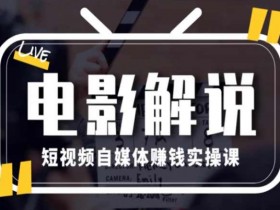 电影解说短视频自媒体赚钱实操课，教你做电影解说短视频，月赚1万