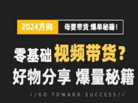 短视频母婴赛道实操流量训练营，零基础视频带货，好物分享，爆量秘籍