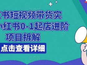 小红书短视频带货实战，小红书0-1起店进阶项目拆解