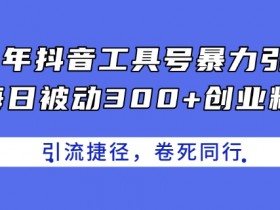 24年抖音工具号暴力引流，每日被动300+创业粉，创业粉捷径，卷死同行【揭秘】