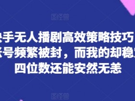 揭秘快手无人播剧高效策略技巧：为何你的账号频繁被封，而我的却稳定日入四位数还能安然无恙【揭秘】