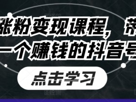 抖音涨粉变现课程，带你做一个赚钱的抖音号