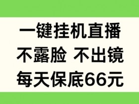 一键自动运行直播，不露脸不出境，每天保底66元【揭秘】