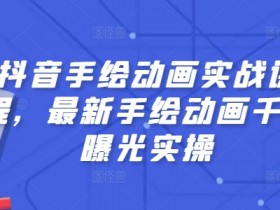 抖音手绘动画实战课程，最新手绘动画千万曝光实操