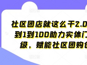 社区团店就这么干2.0，从0到1到100助力实体门店升级，赋能社区团购创业