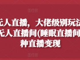 抖音无人直播，大佬级别玩法，24小时无人直播间(睡眠直播间)，多种直播变现【揭秘】