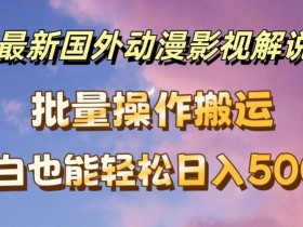 最新国外动漫影视解说，批量下载自动翻译，小白也能轻松日入500+【揭秘】