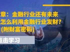 某付费文章：金融行业还有未来吗?普通人怎么利用金融行业发财?(附财富密码)