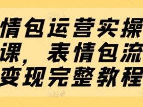 表情包运营实操系列课，表情包流量变现完整教程
