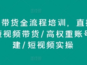 直播带货全流程培训，直播带货短视频带货/高权重账号措建/短视频实操