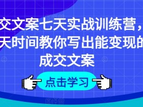 成交文案七天实战训练营，七天时间教你写出能变现的成交文案