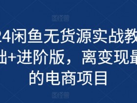 2024闲鱼无货源实战教程-基础+进阶版，离变现最近的电商项目