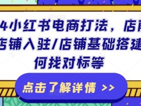 2024小红书电商打法，店前准备/店铺入驻/店铺基础搭建/如何找对标等
