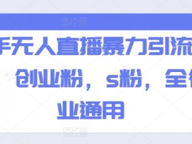 快手无人直播暴力引流玩法，创业粉，s粉，全行业通用