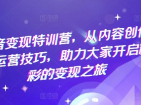 抖音变现特训营，从内容创作到运营技巧，助力大家开启精彩的变现之旅