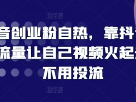 抖音创业粉自热，靠抖音自然流量让自己视频火起来，不用投流