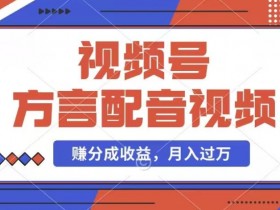 利用方言配音视频，赚视频号分成计划收益，操作简单，还有千粉号额外变现，每月多赚几千块钱【揭秘】