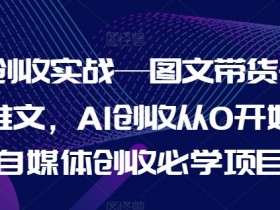 AI创收实战—图文带货+小说推文，AI创收从0开始，自媒体创收必学项目