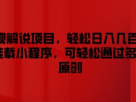 影视解说项目，轻松日入几百+，可挂载小程序，可轻松通过多平台原创【揭秘】