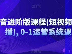 抖音进阶版课程(短视频+直播), 0-1运营系统课