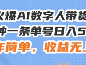 24火爆AI数字人带货教程，3分钟一条单号日入500+，操作简单，收益无上限【揭秘】
