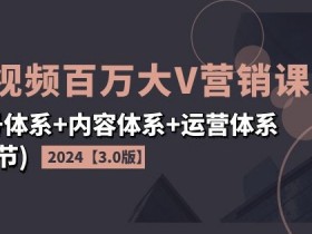 2024短视频百万大V营销课【3.0版】账号体系+内容体系+运营体系(24节)