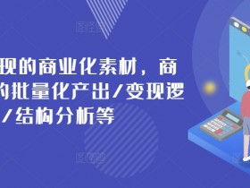 打造可变现的商业化素材，商业化内容的批量化产出/变现逻辑/结构分析等