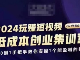 2024短视频创业集训班，2024创业必修，从0到1手把手教你实操1个能盈利的账号