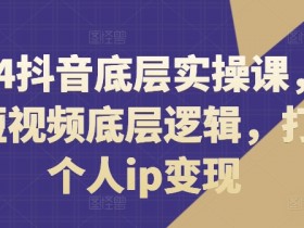 2024抖音底层实操课，​重塑短视频底层逻辑，打造个人ip变现