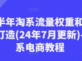下半年淘系流量权重和爆款打造(24年7月更新)-淘系电商教程