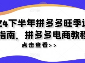 2024下半年拼多多旺季运营指南，拼多多电商教程