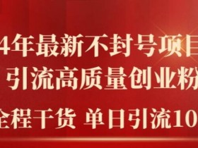 2024年最新不封号项目拆解引流高质量创业粉，全程干货单日轻松引流100+【揭秘】