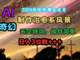 2024短视频掘金项目，AI制作治愈系风景，奇幻天空特效，操作简单，日入3位数【揭秘】