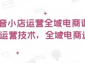 抖音小店运营全域电商课，​小店运营技术，全域电商运营