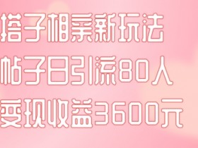 同城搭子相亲新玩法一篇帖子引流80人当日变现3600元(项目教程+实操教程)【揭秘】