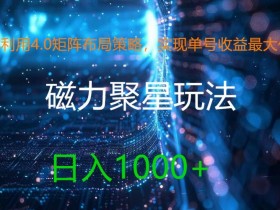 利用4.0矩阵布局策略，实现单号收益最大化，磁力聚星新玩法，日入1k+【揭秘】