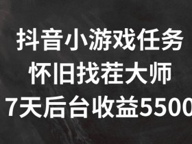 抖音小游戏任务，怀旧找茬，7天收入5500+【揭秘】