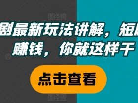 短剧最新玩法讲解，短剧想赚钱，你就这样干