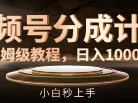 视频号分成计划保姆级教程，日入1K，小白秒上手【揭秘】