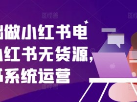 零基础做小红书电商，小红书无货源，小红书系统运营