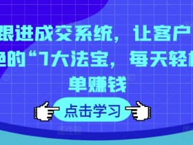 7次跟进成交系统，让客户无法拒绝的“7大法宝，每天轻松出单赚钱