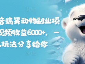 拆解抖音搞笑动物副业项目，中视频收益6000+，一条龙玩法分享给你