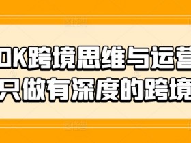 TIKTOK跨境思维与运营实操课，只做有深度的跨境知识