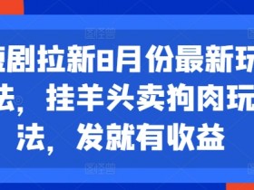 短剧拉新8月份最新玩法，挂羊头卖狗肉玩法，发就有收益