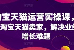 淘宝天猫运营实操课，为淘宝天猫卖家，解决业绩增长难题