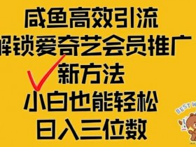 闲鱼高效引流，解锁爱奇艺会员推广新玩法，小白也能轻松日入三位数【揭秘】